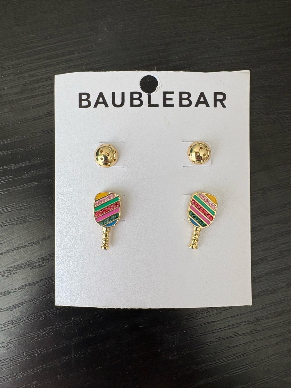 Bauble Bar Gold Pickleball Earring Set